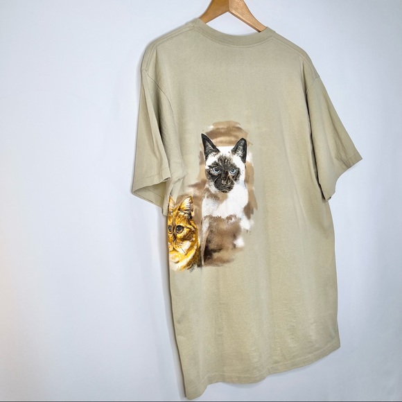 VINTAGE HAZELWOODS 1993 GRAPHIC CAT TEE SHORT SLEEVE 100% COTTON CHATEAU, MO - Picture 8 of 10